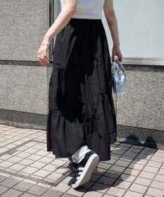 WEGO 【ウエストゴム】ランダムフリルロングスカート