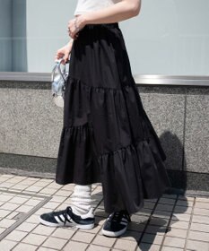 WEGO 【ウエストゴム】ランダムフリルロングスカート