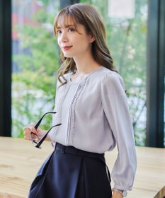 Tiaclasse 【洗える】ピンタックレースブラウス