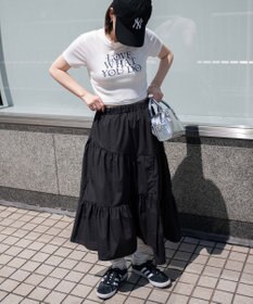 WEGO 【ウエストゴム】ランダムフリルロングスカート