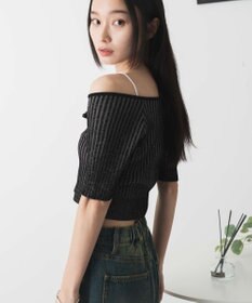 WEGO ダブルジップオフショルニットトップス