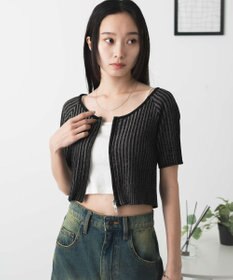 WEGO ダブルジップオフショルニットトップス