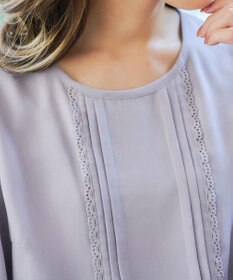 Tiaclasse 【洗える】ピンタックレースブラウス