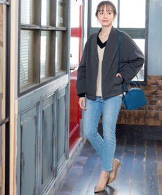 Tiaclasse L 【洗える】表情豊かなメランジニットVネックトップス