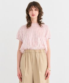 BEIGE， 【洗える】LYCORIS / カットジャカードプルオーバーニット