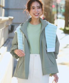 23区 L 2WAY ストレッチタフタ ボリュームスリーブブルゾン カーキ系