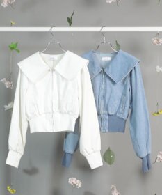 Green Parks ｄａｚｚｌｉｎ　襟付きツイルショートｚｉｐブルゾン