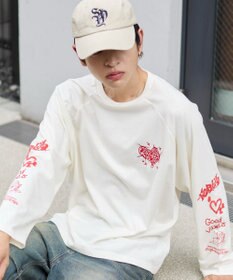 WEGO 【ユニセックス着用ITEM/MLサイズ展開】スリーブロゴグラフィックラグランT（LS）