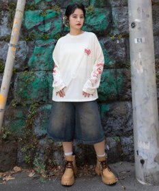 WEGO 【ユニセックス着用ITEM/MLサイズ展開】スリーブロゴグラフィックラグランT（LS）