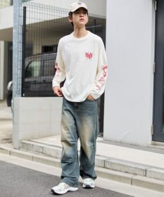 WEGO 【ユニセックス着用ITEM/MLサイズ展開】スリーブロゴグラフィックラグランT（LS）