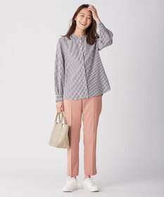 J.PRESS LADIES 【洗える】ポリエステルレーヨンマイクロギャバストレッチ テーパード パンツ