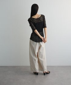 Green Parks カットワークデザインレース半袖トップス