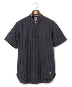 J.PRESS MEN 【HYBRID LINEN】ドビーストライプ バンドカラーラガーシャツ
