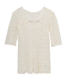 Green Parks カットワークデザインレース半袖トップス