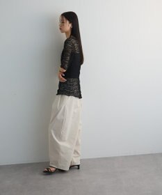 Green Parks カットワークデザインレース半袖トップス