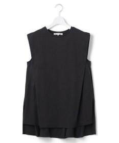 23区 L 【洗える】コンパクトヤーン フレアデザイン ノースリーブ カットソー