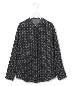 ICB L 【UVケア・速乾・洗える】BackSatinAmunzen バンドカラーブラウス