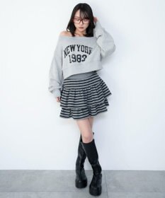 WEGO グラフィックオフショルショートスウェット