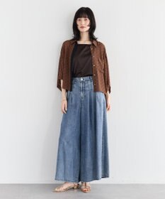 YECCA VECCA バイオ加工ヴィンテージデニムワイドパンツ