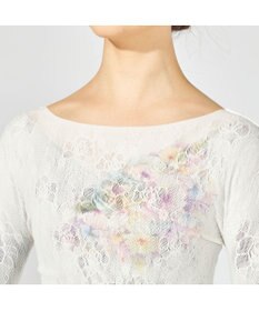 Chacott 【ノーソーイングニット】フラワーブーケプリントニットトップ