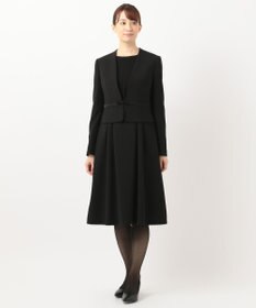 組曲 NOIR 【洗える】ウォッシャブルストレッチバックサテン ジャケット＋ワンピース