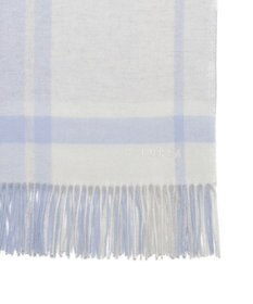 MOONBAT FURLA ウール混 超大判ラメ入りブロックチェックストールマフラー／幅70cm