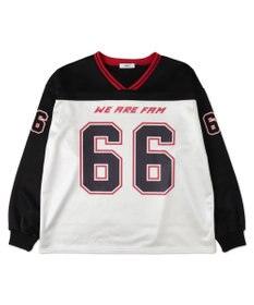 WEGO VネックナンバリングサテンBIGスウェット