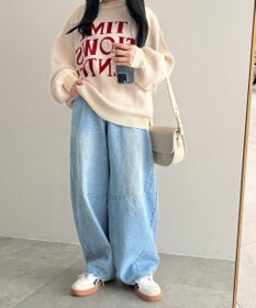 WEGO カーブラインバレルレッグデニムパンツ