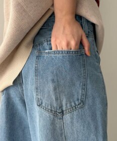 WEGO カーブラインバレルレッグデニムパンツ