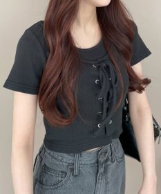 WEGO ヴィンテージライクレースアップT