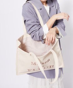 Maison de FLEUR デニムブランドロゴ刺繍トートバッグ