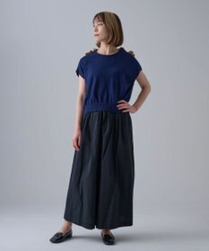 muuc 花モチーフ付きコットンニットプルオーバー