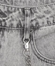 WEGO 【ユニセックス着用ITEM】チェーン付きスーパーバギーデニムショーツ