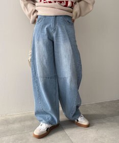 WEGO カーブラインバレルレッグデニムパンツ