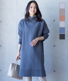 Tiaclasse 【洗える】華のあるニットタートルワンピース