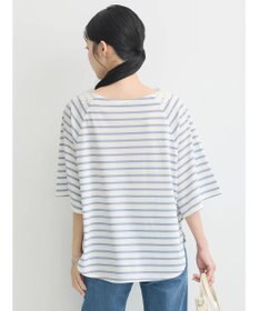 earth music&ecology 襟レースボーダーポンチョ