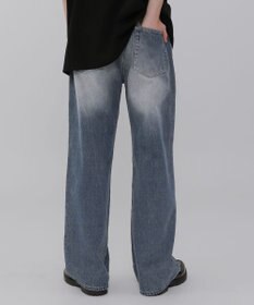 WEGO 【ウエスト調整可】ストレートデニムパンツ