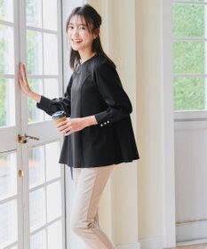 Tiaclasse 【ダブルクロス】パフスリーブペプラムチュニックブラウス