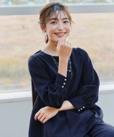 Tiaclasse 【ダブルクロス】パフスリーブペプラムチュニックブラウス