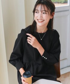 Tiaclasse 【ダブルクロス】パフスリーブペプラムチュニックブラウス