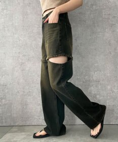 WEGO ヴィンテージウォッシュサイドカットデニムパンツ