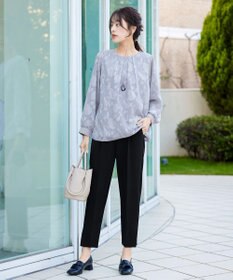 Tiaclasse 【洗える】フラワージャガードブラウス