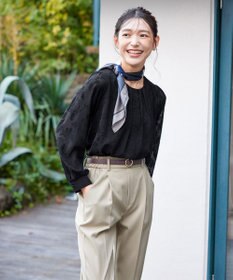 Tiaclasse 【洗える】フラワージャガードブラウス