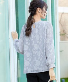 Tiaclasse 【洗える】フラワージャガードブラウス