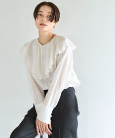 UNFILO イージーケア ラッフルカラー ブラウス