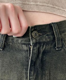 WEGO ヴィンテージウォッシュサイドカットデニムパンツ