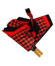+RING レディース向け プラスリング 簡単開閉式折傘55cm RED-CHK T873