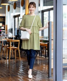 Tiaclasse L 【洗える】ティアードチュニックブラウス