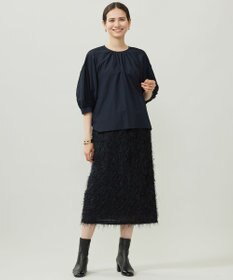 自由区 【カタログ掲載】シアーソフトシャンブレークロップド丈 ブラウス