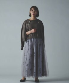 muuc 花モチーフ付きコットンニットカーディガン